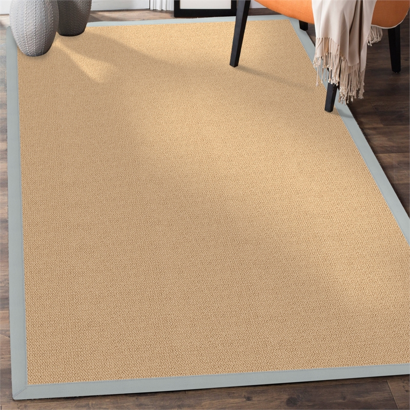 Linon Empire Machine Tufted Wool 5'x8' Rug in Sisal and Ice Blue