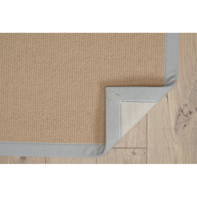 Linon Empire Machine Tufted Wool 5'x8' Rug in Sisal and Ice Blue