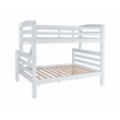 Linon Levi Solid Pine Wood Twin over Full Bunk Bed in Sleek White Finish