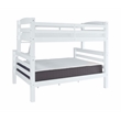 Linon Levi Solid Pine Wood Twin over Full Bunk Bed in Sleek White Finish