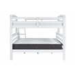 Linon Levi Solid Pine Wood Twin over Full Bunk Bed in Sleek White Finish