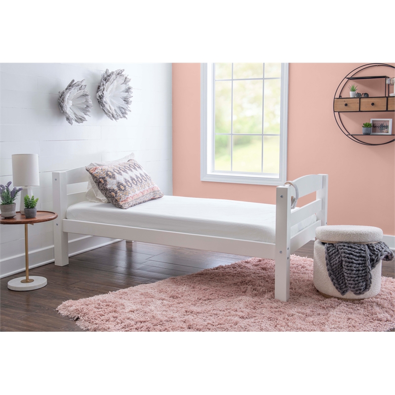 Linon Levi Solid Pine Wood Twin over Full Bunk Bed in Sleek White Finish