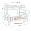 Linon Levi Solid Pine Wood Twin over Full Bunk Bed in Sleek White Finish