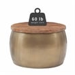 Linon Reid Large Wood and Metal Drum Table with Storage in Brass