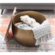 Linon Reid Large Wood and Metal Drum Table with Storage in Brass