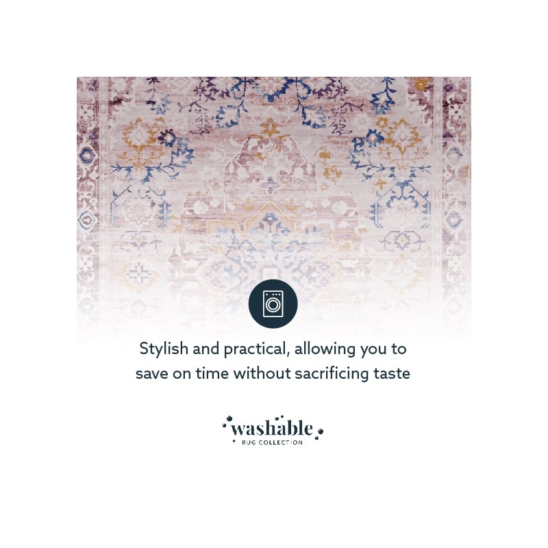 Linon Washable Merit Polyester 2'x3' Rug in Ivory