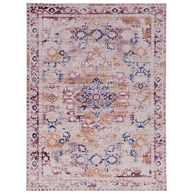 Linon Washable Merit Polyester 3'x5' Rug in Ivory
