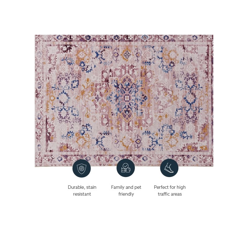 Linon Washable Merit Polyester 3'x5' Rug in Ivory
