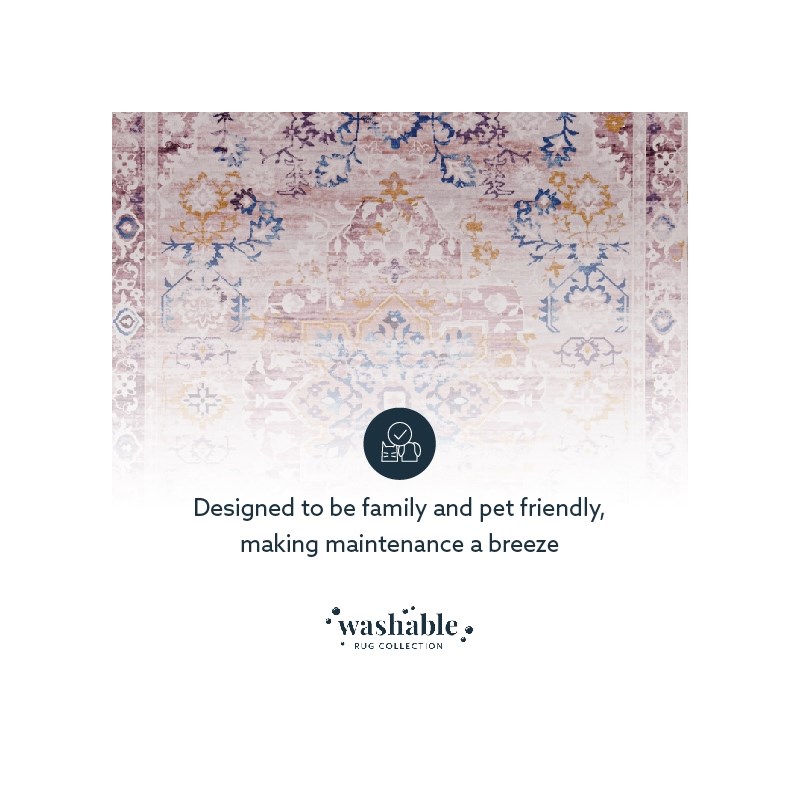 Linon Washable Merit Polyester 3'x5' Rug in Ivory