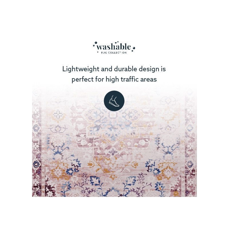 Linon Washable Merit Polyester 3'x5' Rug in Ivory