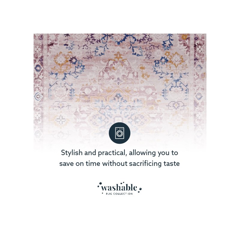 Linon Washable Merit Polyester 3'x5' Rug in Ivory