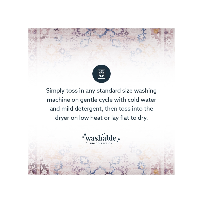 Linon Washable Merit Polyester 5'x7' Rug in Ivory