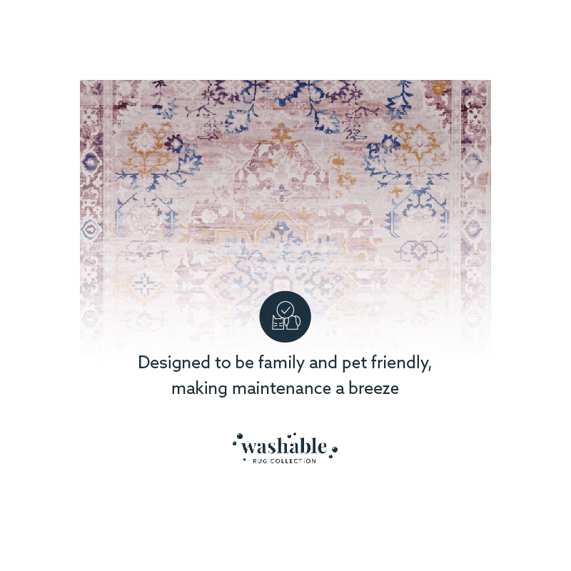 Linon Washable Merit Polyester 5'x7' Rug in Ivory