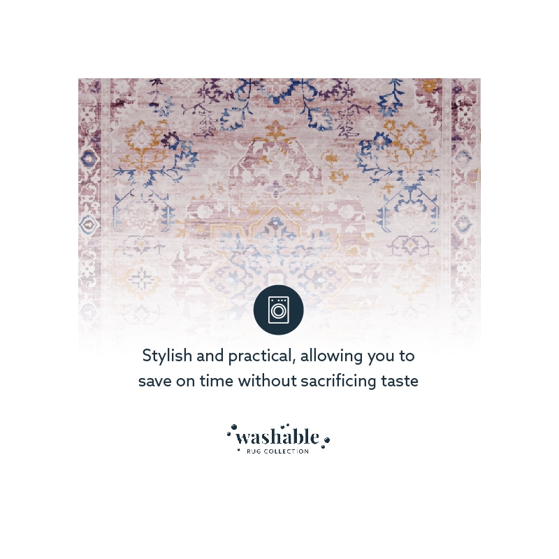 Linon Washable Merit Polyester 5'x7' Rug in Ivory