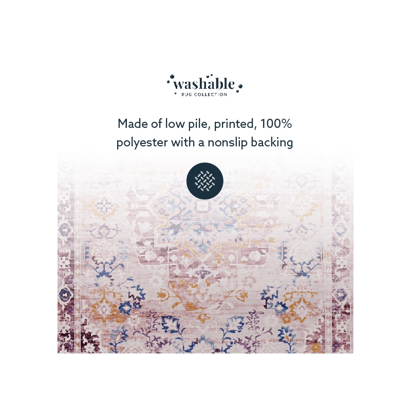 Linon Washable Merit Polyester 5'x7' Rug in Ivory