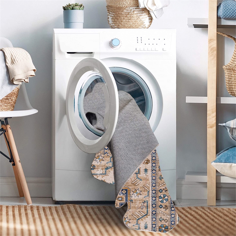 Linon Washable Merit Polyester 5'x7' Rug in Ivory