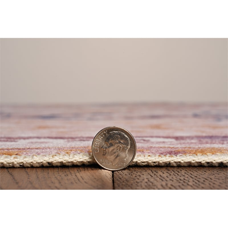 Linon Washable Merit Polyester 5'x7' Rug in Ivory