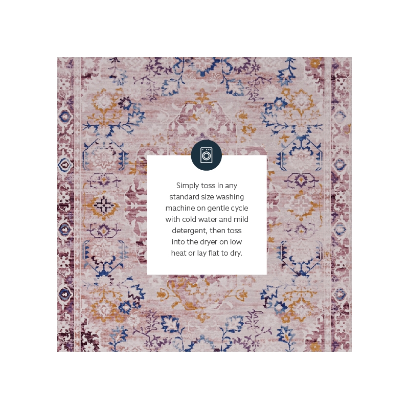 Linon Washable Merit Polyester 5'x7' Rug in Ivory