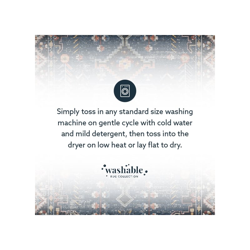 Linon Washable Lee Polyester 5'x7' Rug in Navy