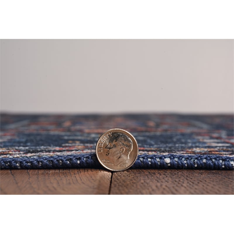 Linon Washable Lee Polyester 5'x7' Rug in Navy