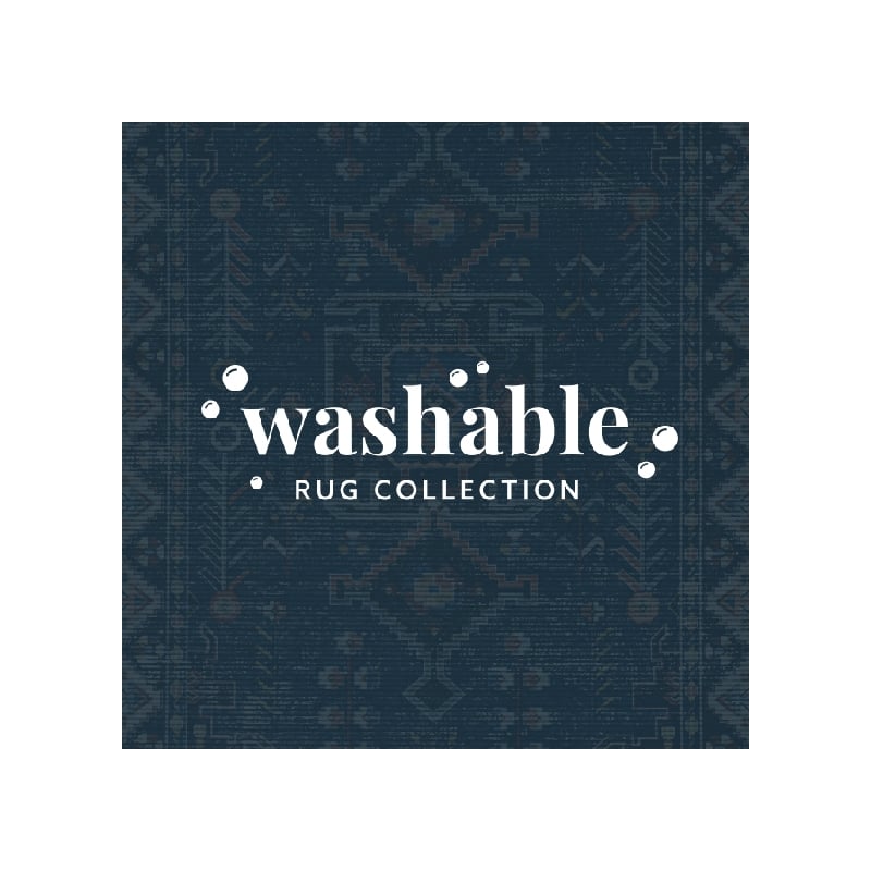 Linon Washable Lee Polyester 5'x7' Rug in Navy