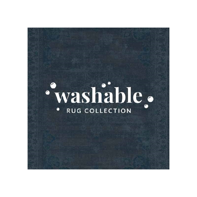 Linon Washable Foley Polyester 5'x7' Rug in Brown