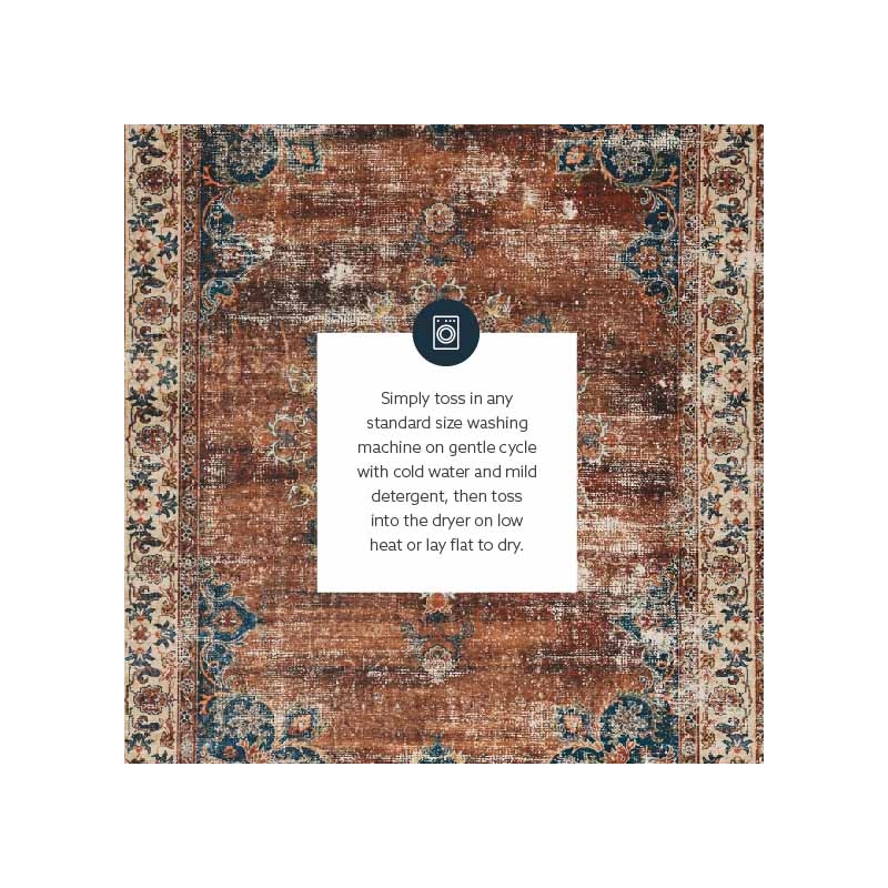 Linon Washable Foley Polyester 5'x7' Rug in Brown
