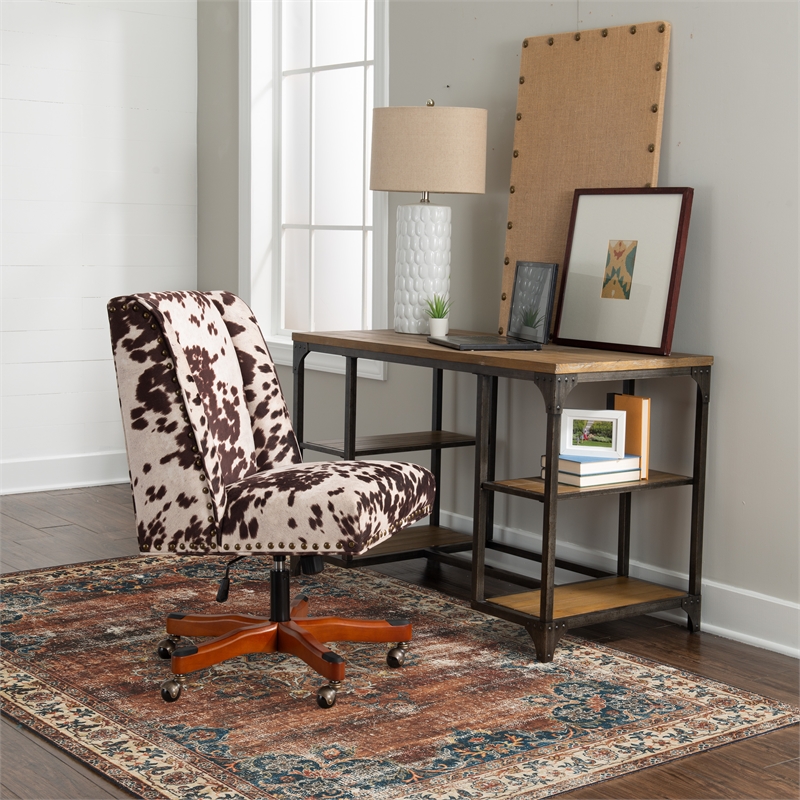 Linon Washable Foley Polyester 5'x7' Rug in Brown