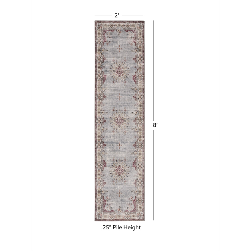 Linon Washable Leo Polyester 2'x8' Rug in Blue