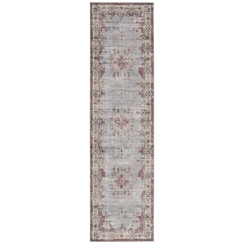 Linon Washable Leo Polyester 2'x8' Rug in Blue