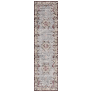 linon washable leo polyester 2'x8' rug in blue
