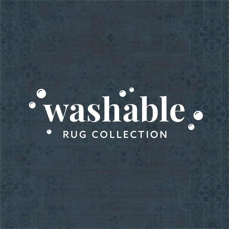 Linon Washable Blanche Polyester 2'x8' Rug in Pink