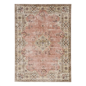 Linon Washable Blanche Polyester 3'x5' Rug in Pink