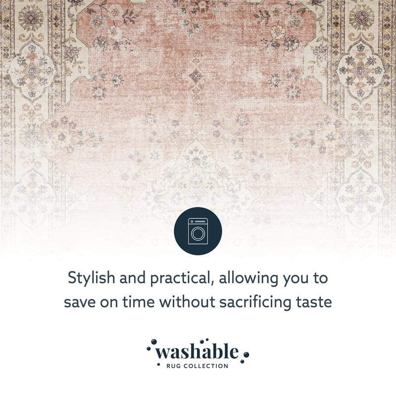 Linon Washable Blanche Polyester 5'x7' Rug in Pink