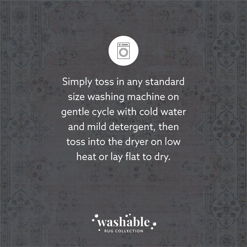 Linon Washable Blanche Polyester 5'x7' Rug in Pink