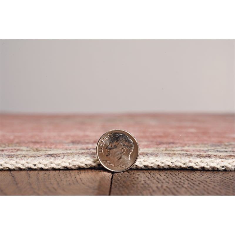 Linon Washable Blanche Polyester 5'x7' Rug in Pink