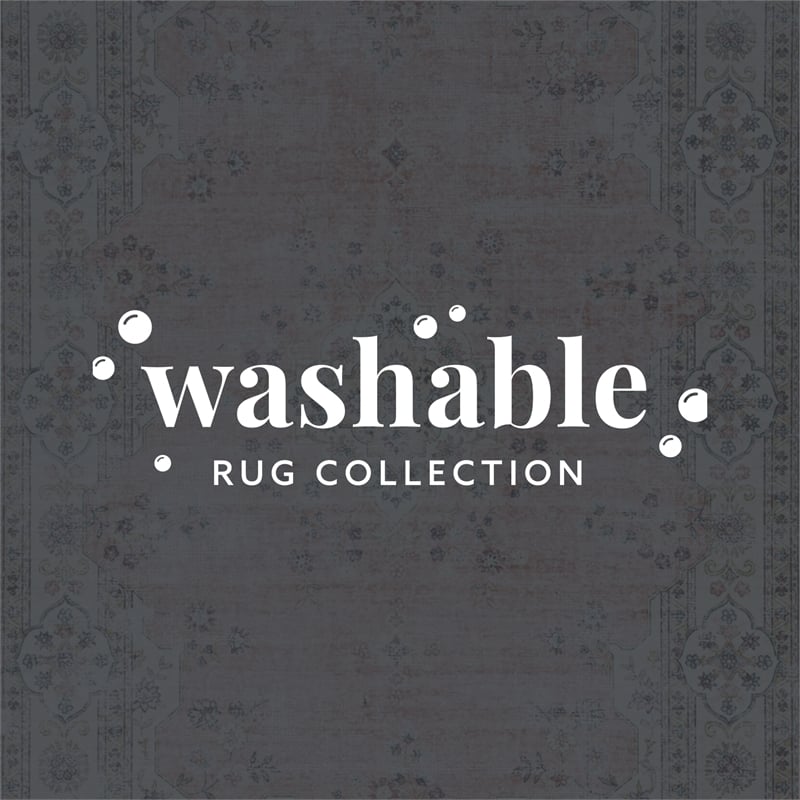 Linon Washable Blanche Polyester 5'x7' Rug in Pink