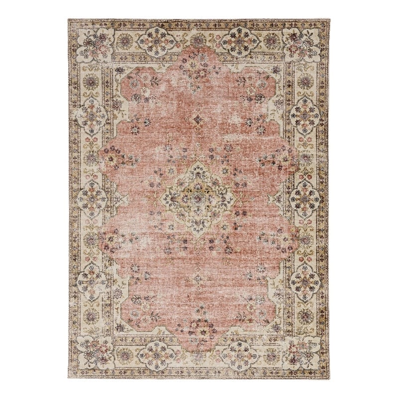 Linon Washable Blanche Polyester 5'x7' Rug in Pink