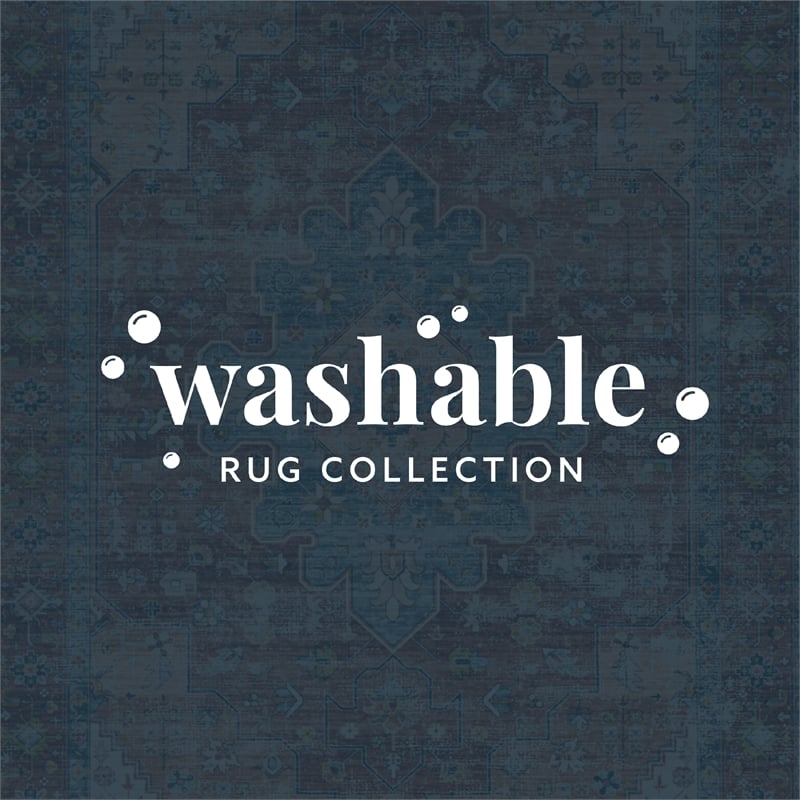 Linon Washable Cason Polyester 2'x3' Rug in Rust Orange