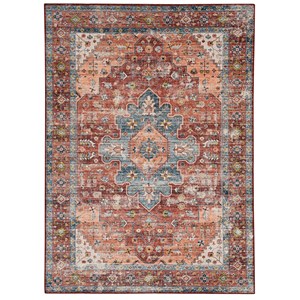 linon washable cason polyester 2'x3' rug in rust orange