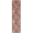 Linon Washable Cason Polyester 2'x8' Rug in Rust Orange