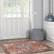 Linon Washable Cason Polyester 3'x5' Rug in Rust Orange