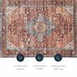 Linon Washable Cason Polyester 3'x5' Rug in Rust Orange