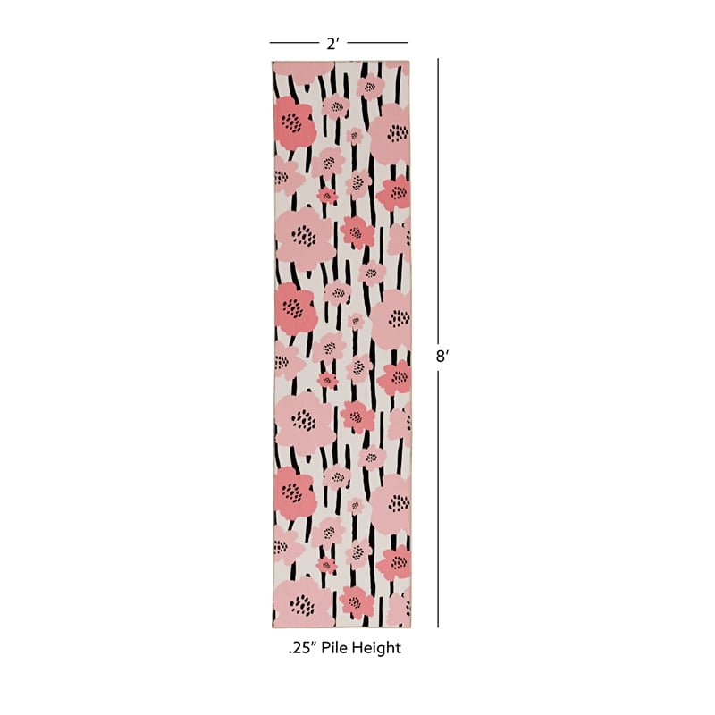 Linon Washable Lauren Polyester 2'x8' Rug in Ivory