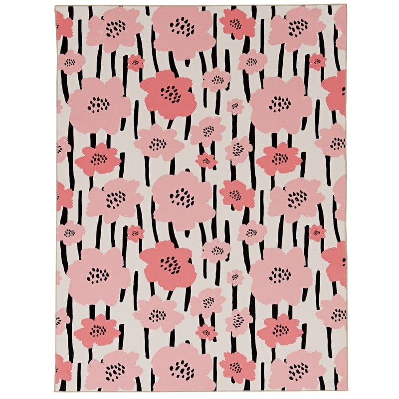 Linon Washable Lauren Polyester 5'x7' Rug in Ivory