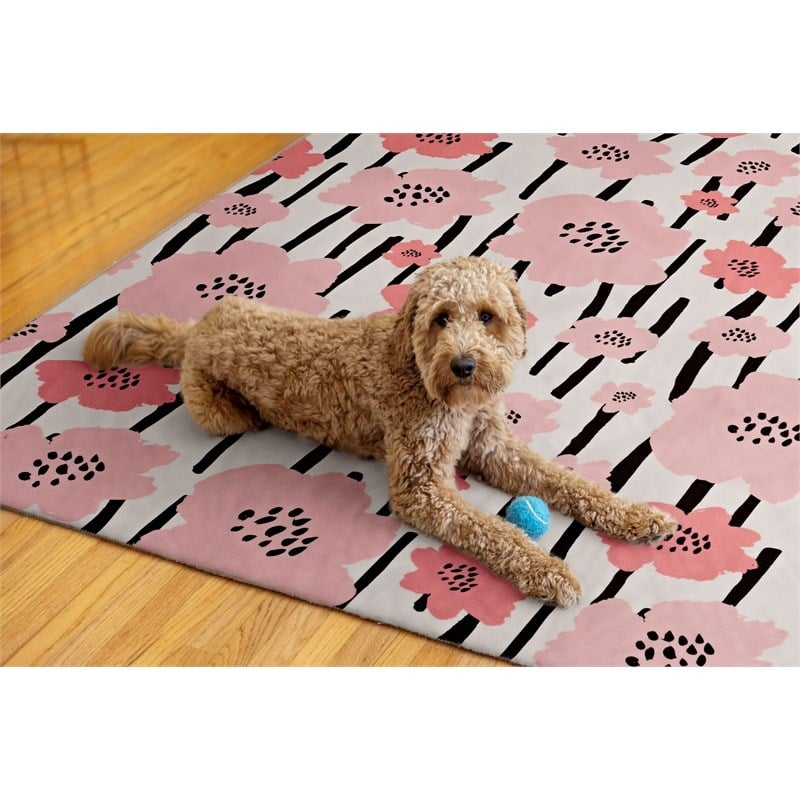 Linon Washable Lauren Polyester 5'x7' Rug in Ivory