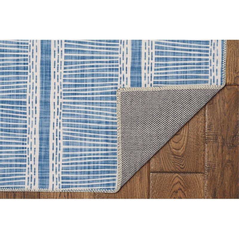 Linon Washable Walton Polyester 2'x8' Rug in Ivory