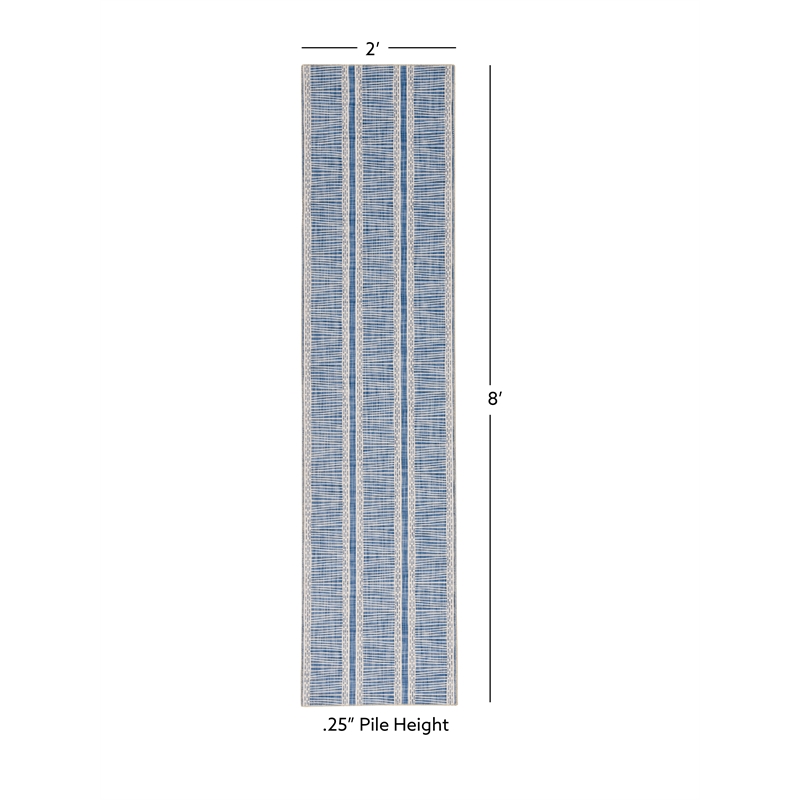 Linon Washable Walton Polyester 2'x8' Rug in Ivory