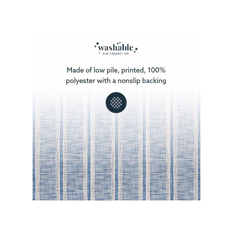 Linon Washable Walton Polyester 5'x7' Rug in Ivory