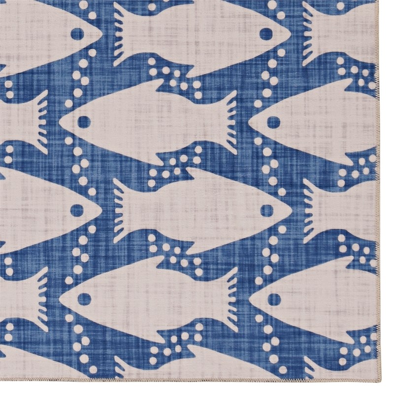 Linon Washable Shailley Polyester 2'x3' Rug in Ivory
